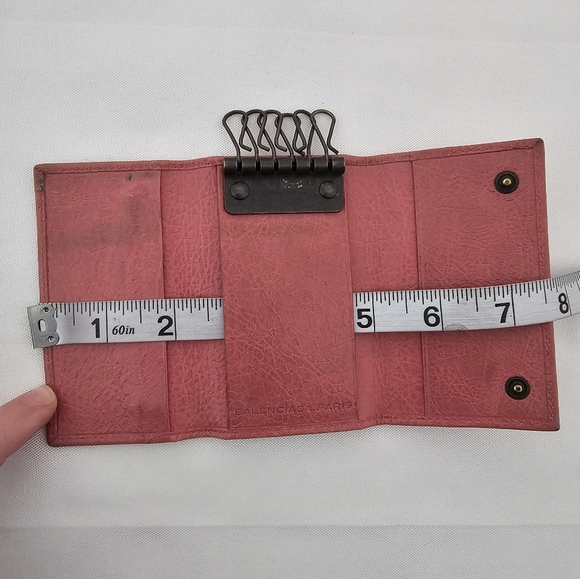 Balenciaga Motocross Leather Key Case Wallet Terracotta Pink Authentic - Picture 10 of 12
